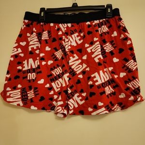 Red, black, white LOVE shorts